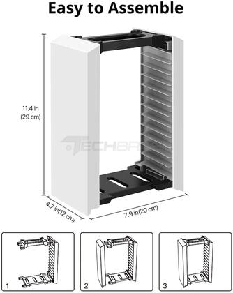 Imagem de Suporte Para 12 Jogos PS4, PS5, Xbox One, Xbox Series X/S, Nintendo Switch e Blu-Ray Torre de Armazenamento