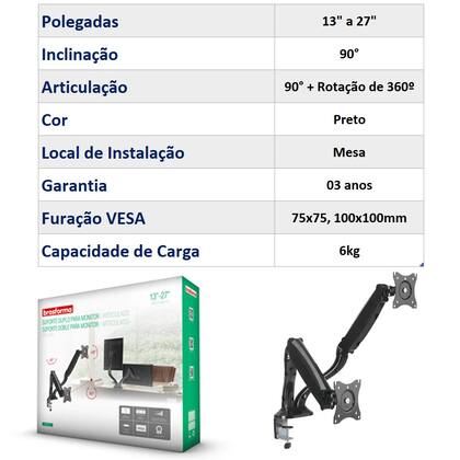 Imagem de Suporte para 2 Monitores Game Office até 27'' Articulado