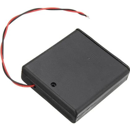 Imagem de Suporte para 4 Pilhas AA com Tampa + Chave Botão ON/OFF - Kit 10 Peças