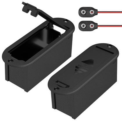 Imagem de Suporte Para Bateria 9V Com Tampa Conectora Para Captador De Guitarra E Baixo - Caixa Para 2