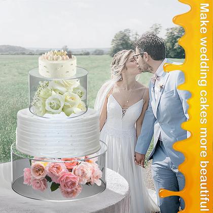 Imagem de Suporte para Bolo de Acrílico Transparente - Base Recarregável - 2 Peças - Ideal para Casamentos e Aniversários