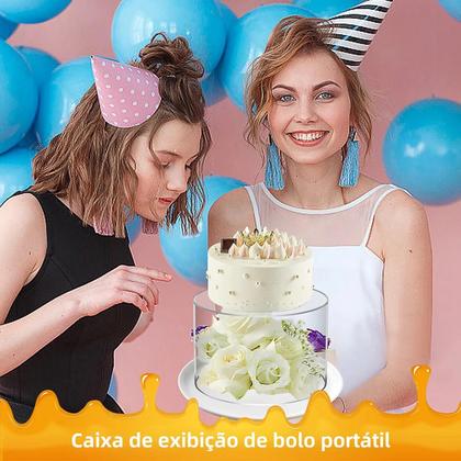 Imagem de Suporte para Bolo de Acrílico Transparente - Base Recarregável - 2 Peças - Ideal para Casamentos e Aniversários