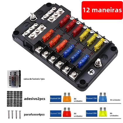 Imagem de Suporte para Caixa de Fusíveis de Lâmina 12V/24V - para Carro, Barco, RV e Camper