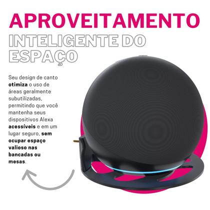Imagem de Suporte para Canto de Parede Tipo Bandeja Compatível com Amazon Alexa Echo Pop Echo Spot e Echo Dot 4 e 5