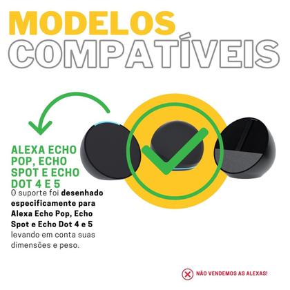 Imagem de Suporte para Canto de Parede Tipo Bandeja Compatível com Amazon Alexa Echo Pop Echo Spot e Echo Dot 4 e 5
