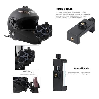 Imagem de Suporte para Celular e GoPro em Capacete de Motocicleta -Compatível com Hero 12, 10, 9, 8 e 7