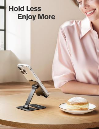 Imagem de Suporte para celular Nulaxy Dual Folding, pacote com 2 unidades, preto e prata