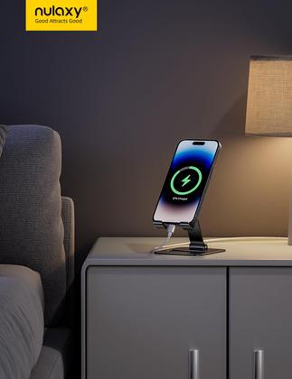 Imagem de Suporte para celular Nulaxy Dual Folding, pacote com 2 unidades, preto e prata