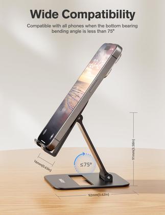 Imagem de Suporte para celular Nulaxy Dual Folding, pacote com 2 unidades, preto e prata