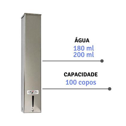 Imagem de Suporte Para Copos Descartaveis Quadrado Inox Agua 200ml