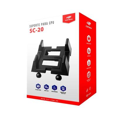 Imagem de Suporte para CPU ajustável com rodinhas Preto SC-20BK C3Tech