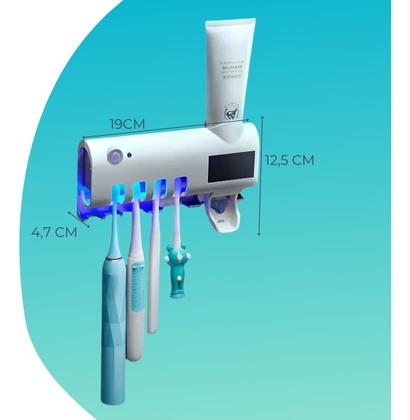 Imagem de Suporte para Escova de Dentes Esterilizador com Luz UV Dispenser Automático de Creme Dental