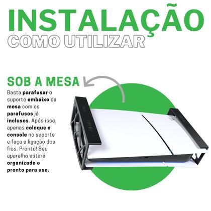 Imagem de Suporte para Fixar Embaixo Sob a Mesa Compatível com Playstation 5 PS5 Slim Mídia Física e Digital