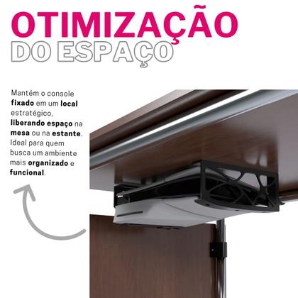 Imagem de Suporte para Fixar Embaixo Sob a Mesa Compatível com Playstation 5 PS5 Slim Mídia Física e Digital