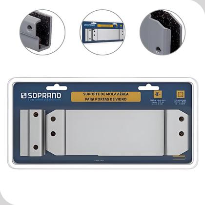 Imagem de Suporte Para Fixar Mola Aerea Porta de Vidro até 10mm Prata A530 Soprano