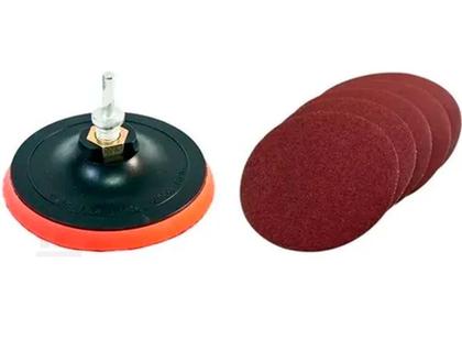 Imagem de Suporte Para Furadeira Com 30 Discos De Lixa 125mm