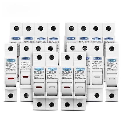 Imagem de Suporte Para Fusível De Alta Tensão 1100V 3-32A DC 10x38mm TOMZN Proteção Para Sistema Fotovoltaico
