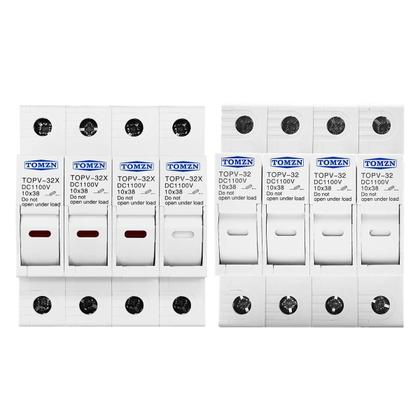 Imagem de Suporte Para Fusível De Alta Tensão 1100V 3-32A DC 10x38mm TOMZN Proteção Para Sistema Fotovoltaico