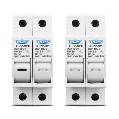 Imagem de Suporte Para Fusível De Alta Tensão 1100V 3-32A DC 10x38mm TOMZN Proteção Para Sistema Fotovoltaico