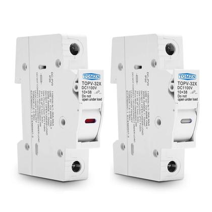 Imagem de Suporte Para Fusível De Alta Tensão 1100V 3-32A DC 10x38mm TOMZN Proteção Para Sistema Fotovoltaico