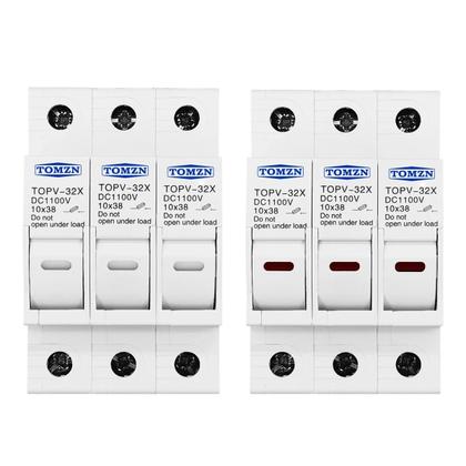 Imagem de Suporte Para Fusível De Alta Tensão 1100V 3-32A DC 10x38mm TOMZN Proteção Para Sistema Fotovoltaico