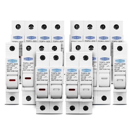 Imagem de Suporte Para Fusível De Alta Tensão 1100V 3-32A DC 10x38mm TOMZN Proteção Para Sistema Fotovoltaico