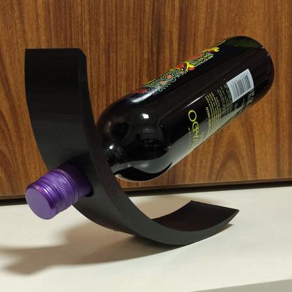 Imagem de Suporte para Garrafa de Vinho Expositor Mesa Luxo Cor Preta 3D