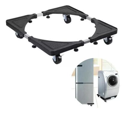 Imagem de Suporte para Geladeira Máquina de Lavar e Móveis Carrinho Multiuso Reforçado Ajustável com Rodinhas