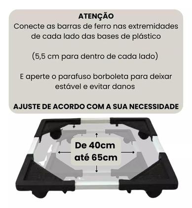 Imagem de Suporte para Geladeira Máquina de Lavar e Móveis Carrinho Multiuso Reforçado Ajustável com Rodinhas