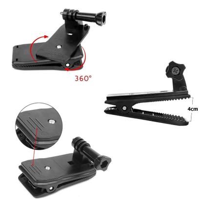 Imagem de Suporte para GoPro e Câmeras Similares Tipo Grampo Presilha 360º