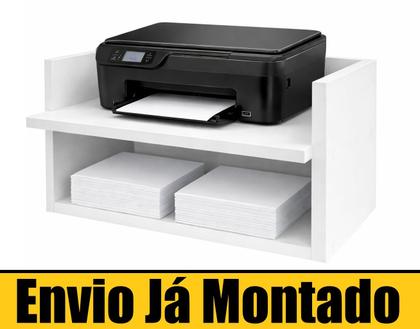 Imagem de Suporte Para Impressora e Papel Sulfite Prateleira Suspensa Mdf Branco Escritório Quarto Alta Qualidade Acabamento