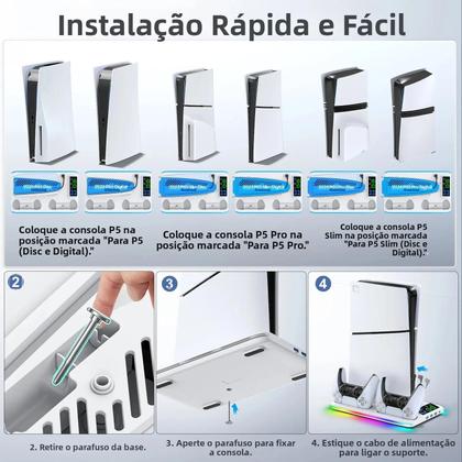 Imagem de Suporte Para Jogos PS5 Com Ventilador RGB Para Console Sony Playstation Slim pro Acessórios De Jogos