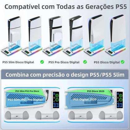 Imagem de Suporte Para Jogos PS5 Com Ventilador RGB Para Console Sony Playstation Slim pro Acessórios De Jogos