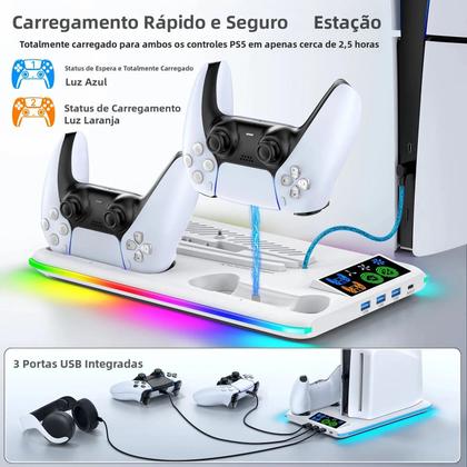 Imagem de Suporte Para Jogos PS5 Com Ventilador RGB Para Console Sony Playstation Slim pro Acessórios De Jogos
