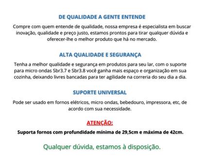 Imagem de Suporte para micro ondas e forno elétrico com ajuste profundidade e largura