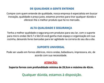 Imagem de Suporte para micro ondas e forno elétrico com ajuste profundidade e largura