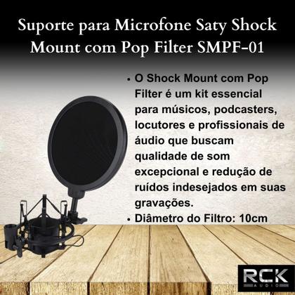 Imagem de Suporte para Microfone Saty Shock Mount com Pop Filter SMPF-01