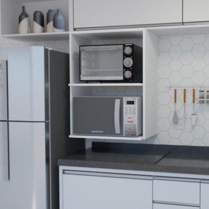 Imagem de Suporte Para Microondas e Forno de Mdf Suspenso de Parede Estilo Industrial Acabamento Fino