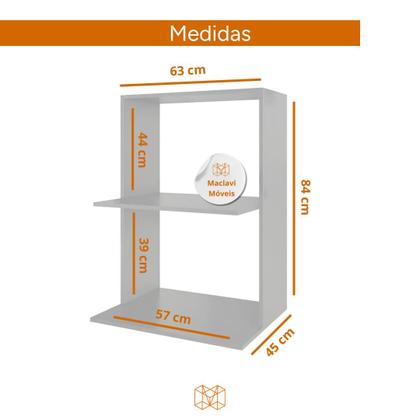 Imagem de Suporte para Microondas e Forno de Parede em MDF e Madeira Nicho Novo na cor Branca