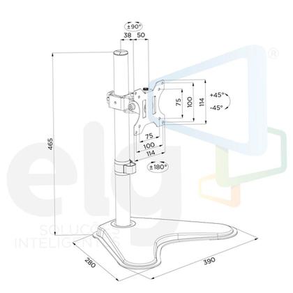 Imagem de Suporte para Monitor de Mesa 15 a 32 com Ajuste de Altura T80N ELG