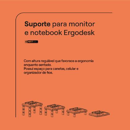Imagem de Suporte para Monitor e Notebook Preto com 3 Regulagens de Altura e Suporte de Celular NR17 Reliza