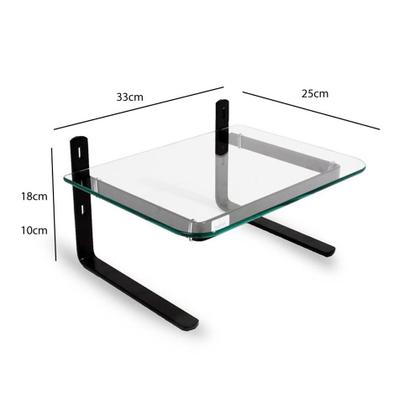 Imagem de Suporte Para Monitor Ergonômico Ajustável, Office, Conforto e Estabilidade, Preto com Vidro Incolor - Reliza