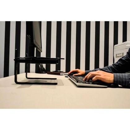 Imagem de Suporte Para Monitor Ergonômico Ajustável, Office, Conforto e Estabilidade, Preto com Vidro Incolor - Reliza
