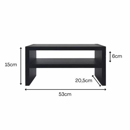 Imagem de Suporte para Monitor MDF 53cm Preto Duplo Mesa Notebook Tv Home Office Base Madeira Decorativo