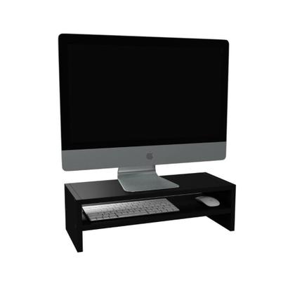 Imagem de Suporte para Monitor MDF 53cm Preto Duplo Mesa Notebook Tv Home Office Base Madeira Decorativo