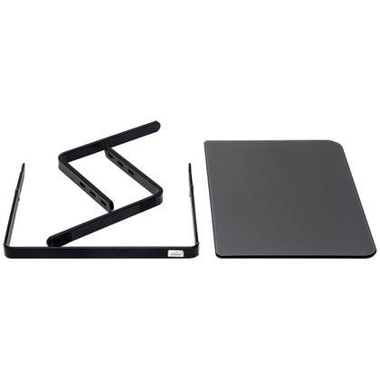 Imagem de Suporte para Monitor Preto com 3 Regulagens de Altura em Aço e Vidro Fumê Certificado NR17 Reliza