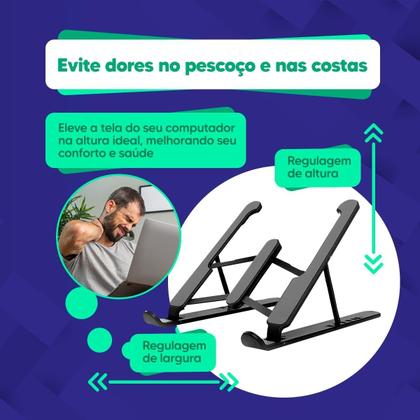 Imagem de Suporte para Noteboock base Ergonômico dobrável para Tablet, Celular multifunção Plástico Frágil