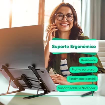 Imagem de Suporte para Noteboock base Ergonômico dobrável para Tablet, Celular multifunção Plástico Frágil
