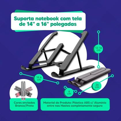 Imagem de Suporte para Noteboock base Ergonômico dobrável para Tablet, Celular multifunção Plástico Frágil