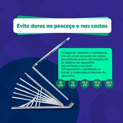 Imagem de Suporte para Noteboock base Ergonômico dobrável para Tablet, Celular multifunção Plástico Frágil